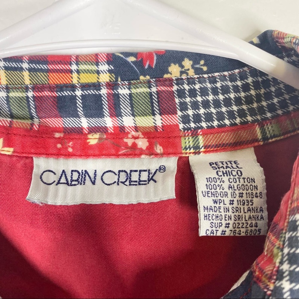 Vintage Patchwork Quilt Cottagecore Blouse Button… - image 2